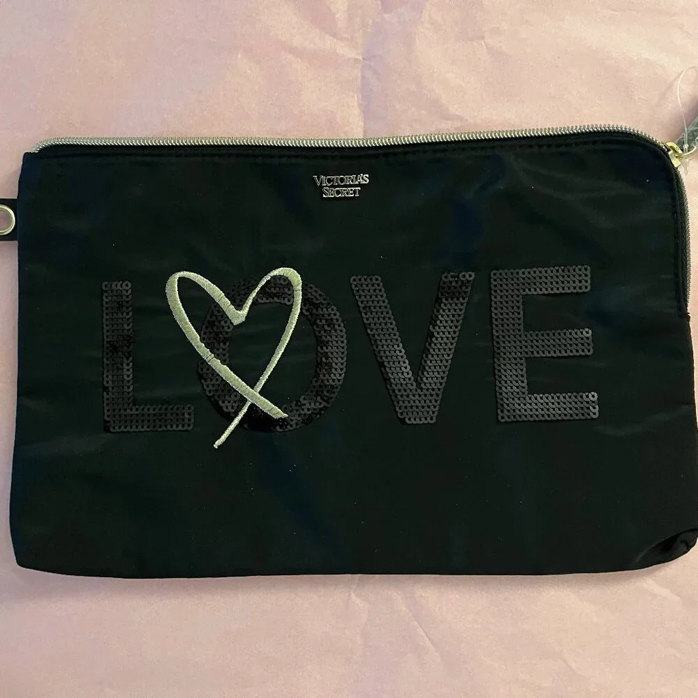 Victoria's Secret Sequined Large Clutch Wristlet Bag NWT